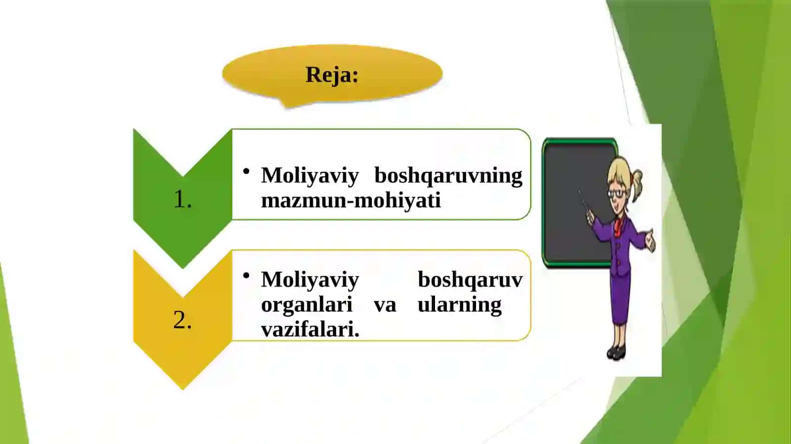 Moliya fanidan 5-mavzu: Moliyaviy boshqaruv 2