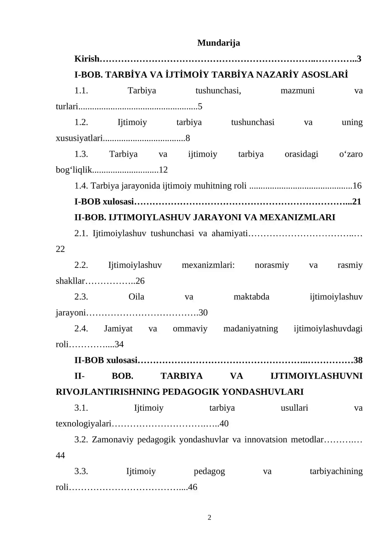 Tarbiya va ijtimoiy tarbiya. Ijtimoiylashuv mexanizmlari 2