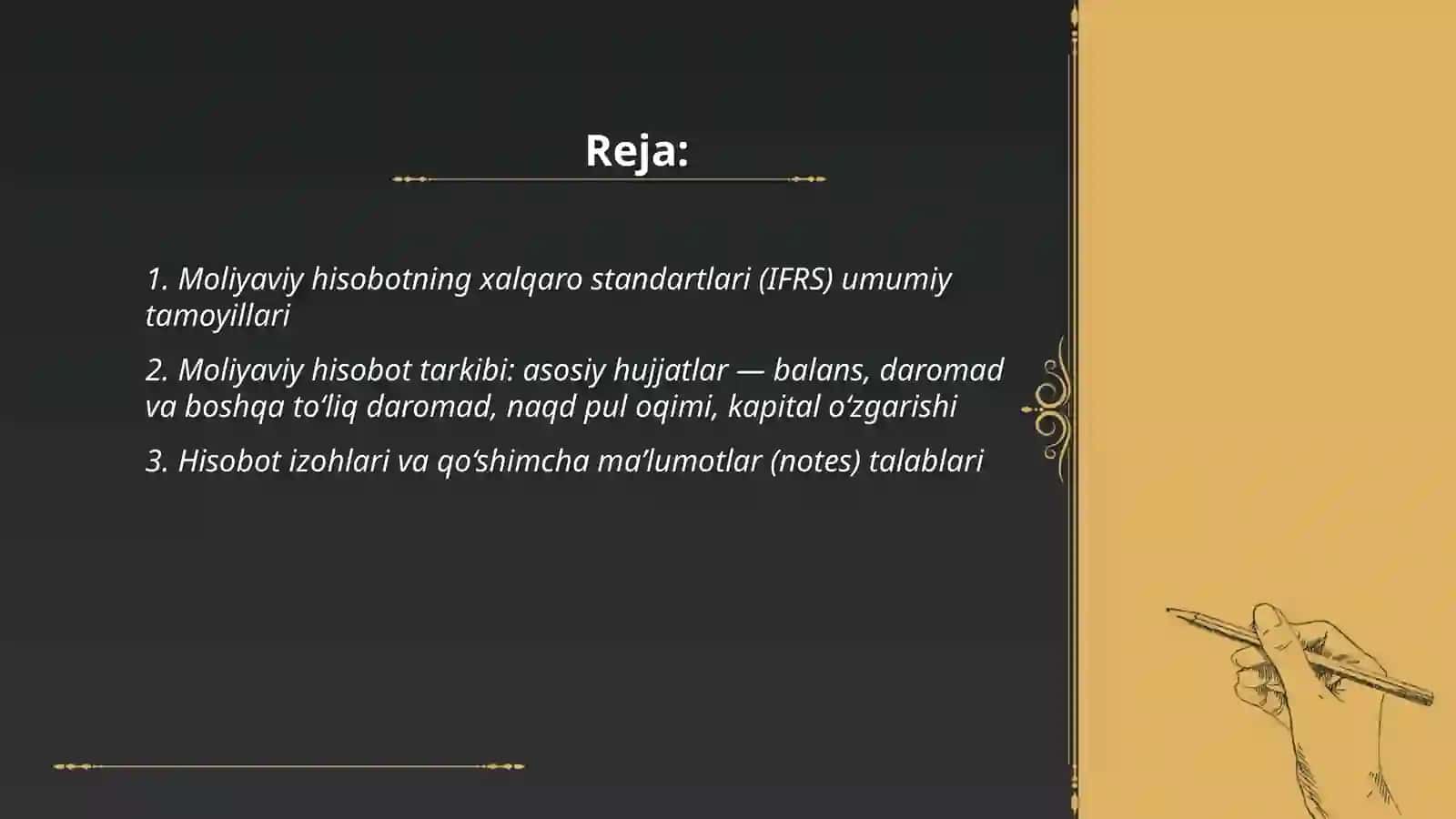 Moliyaviy hisobot xalqaro standartlik tarkibi va hisoboti 2