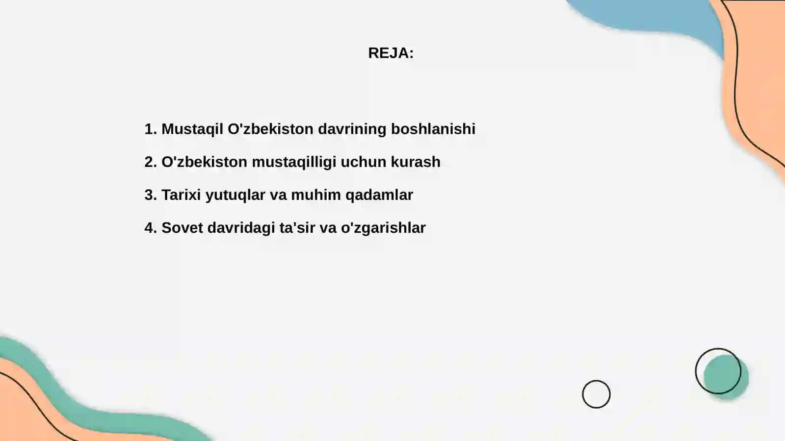 Mustaqil O'zbekiston Respublikasi tashkil topishi 2