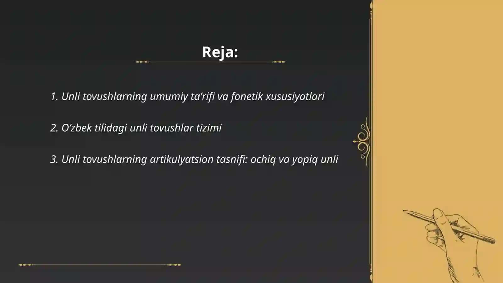 Unli tovushlar va ularning tasniflari 2