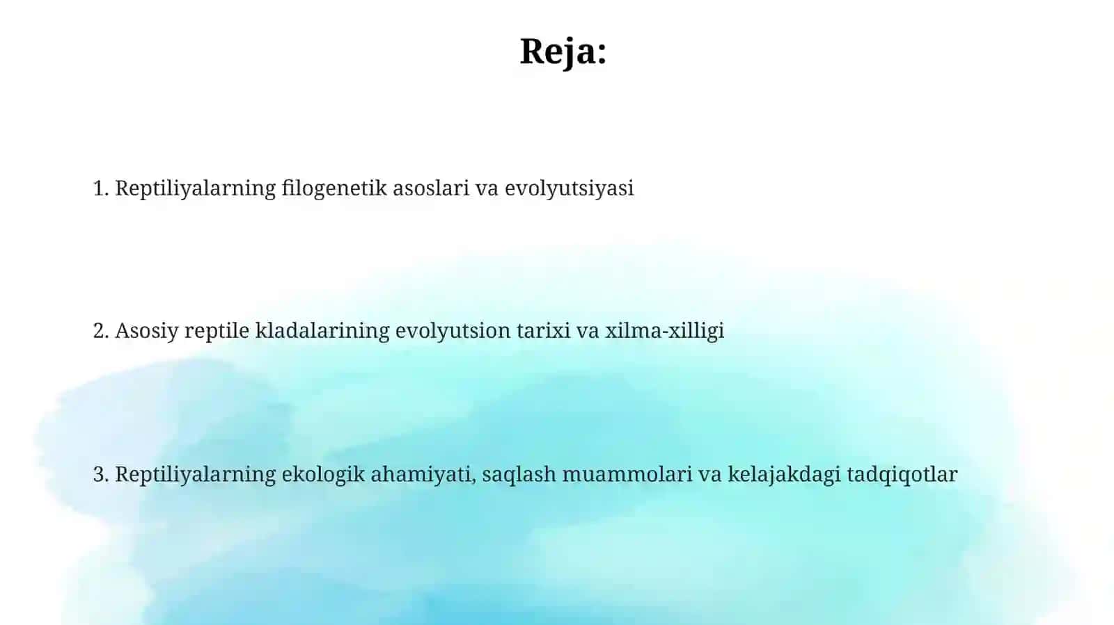 Reptiliyalarning filogeniyasi va evolyutsiyasi 2