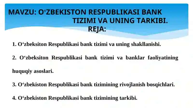 PUL VA BANKLAR TAQDIMOT ISHI 2
