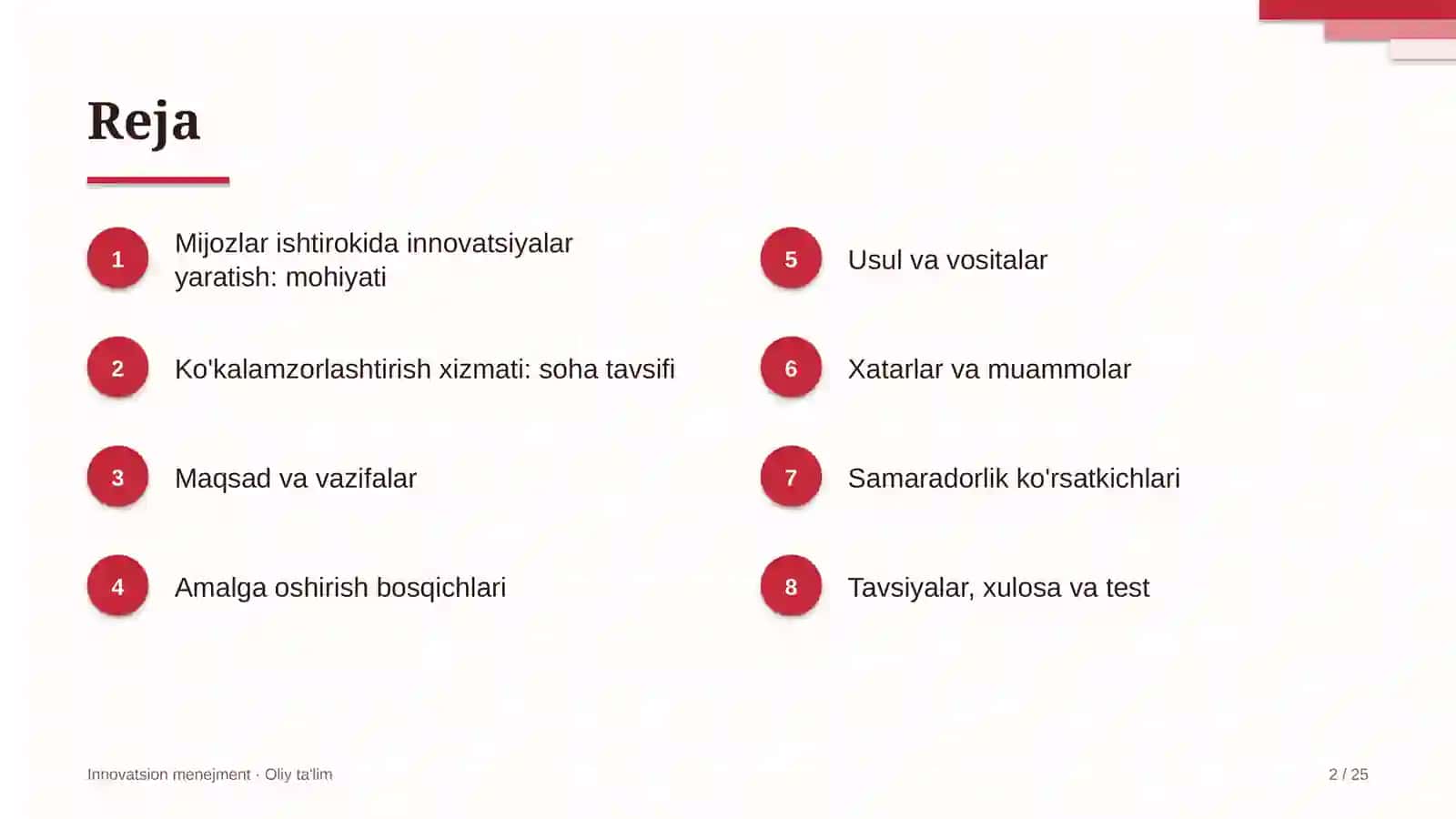 Ko'kalamzorlashtirish xizmatida mijozlar ishtirokida innovatsiyalar yaratish 2