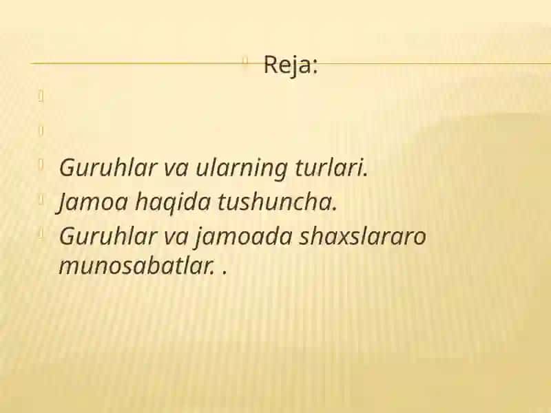 Jamoa va shaxslararo munosabatlar 2