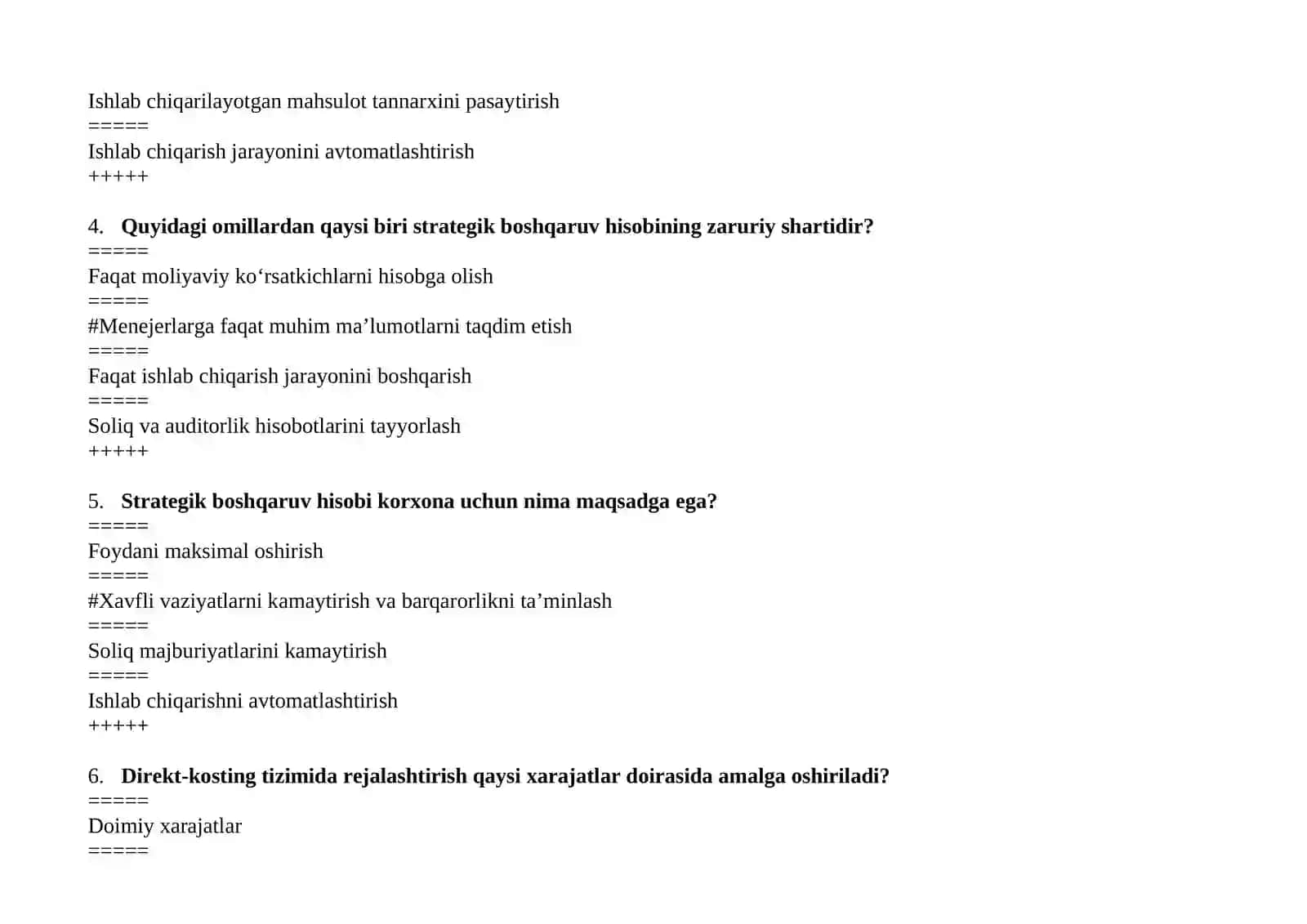 Strategik boshqaruv hisobi 2