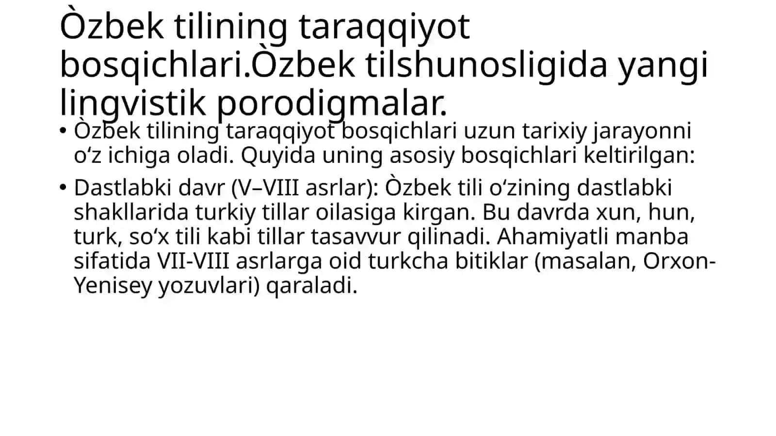Hozirgi adabiy òzbek tili fanidan mustaqil ishi 2