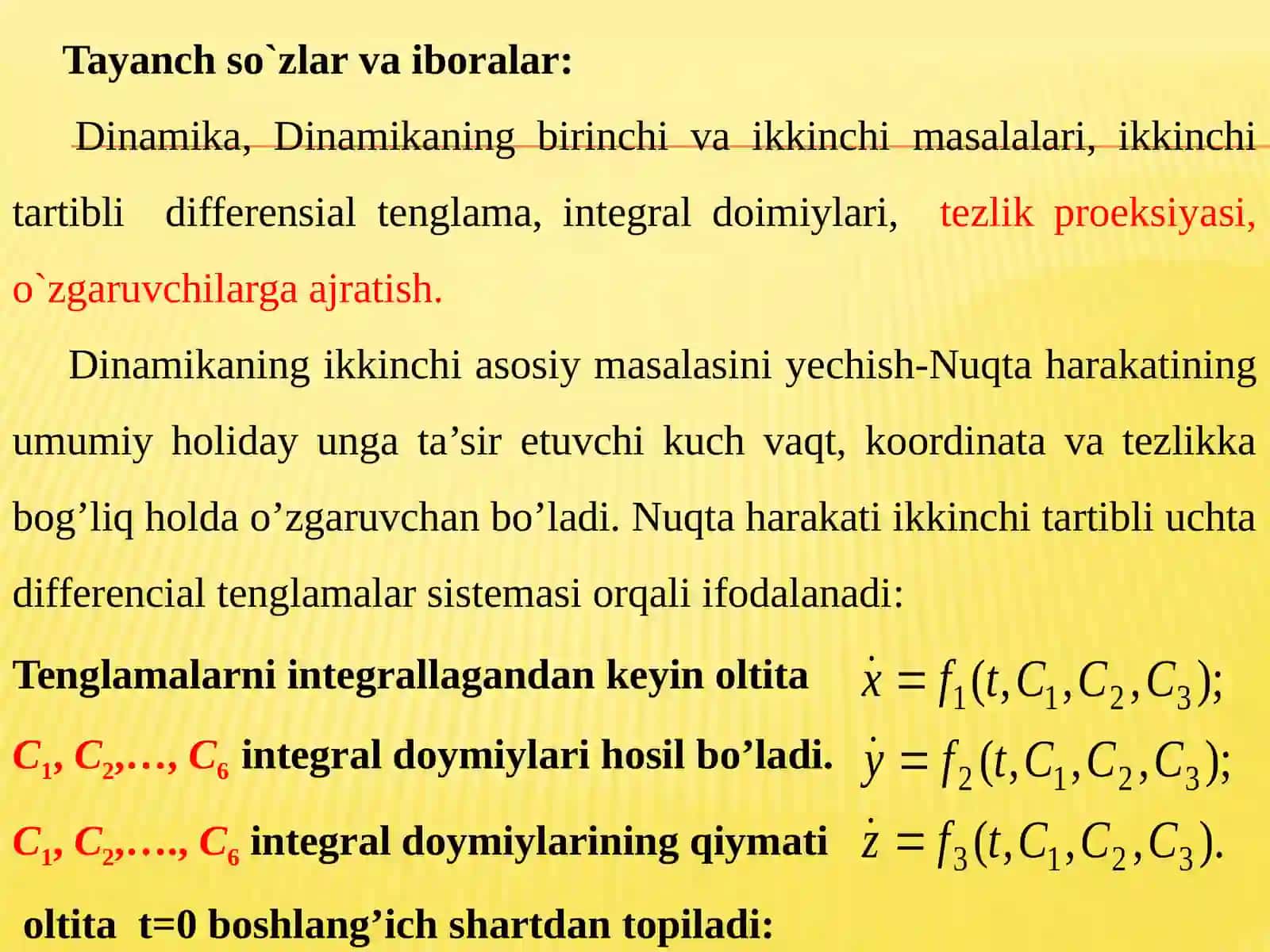 DINAMIKANING IKKINCHI ASOSIY MASALASINI YECHISH 2