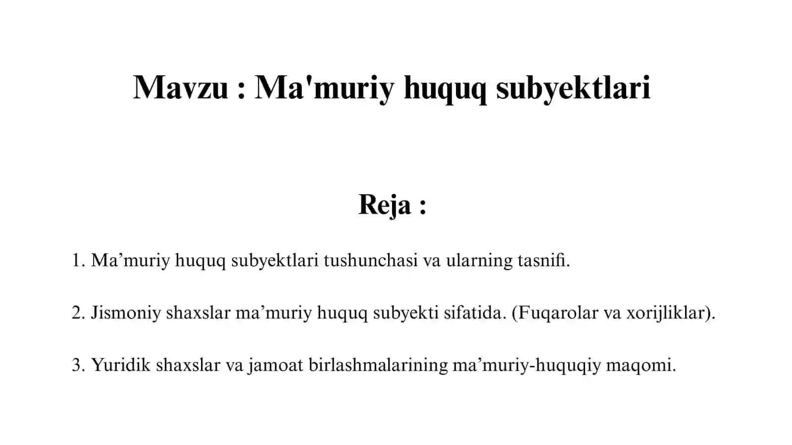 Ma'muriy huquq subyektlari 2