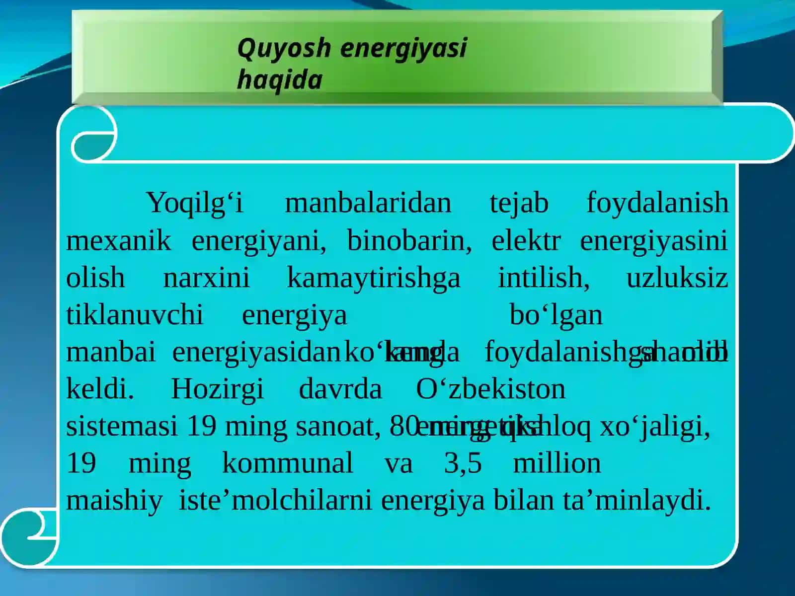 Energiya manbalarining istiqboli 2