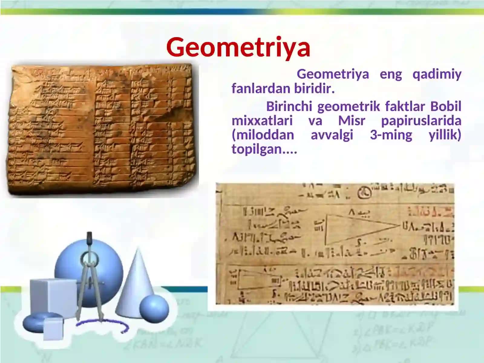 GEOMETRIYA VA UNING VUJUDGA KELISHI 2