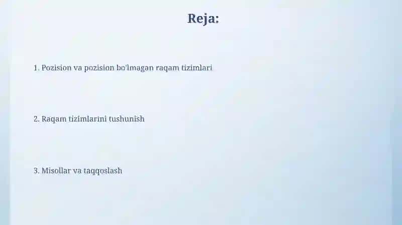 O'rinli Son Sistemalari 2