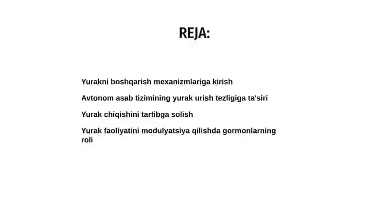 Yurak faoliyatini boshqarilishini oʻziga xosligi 2