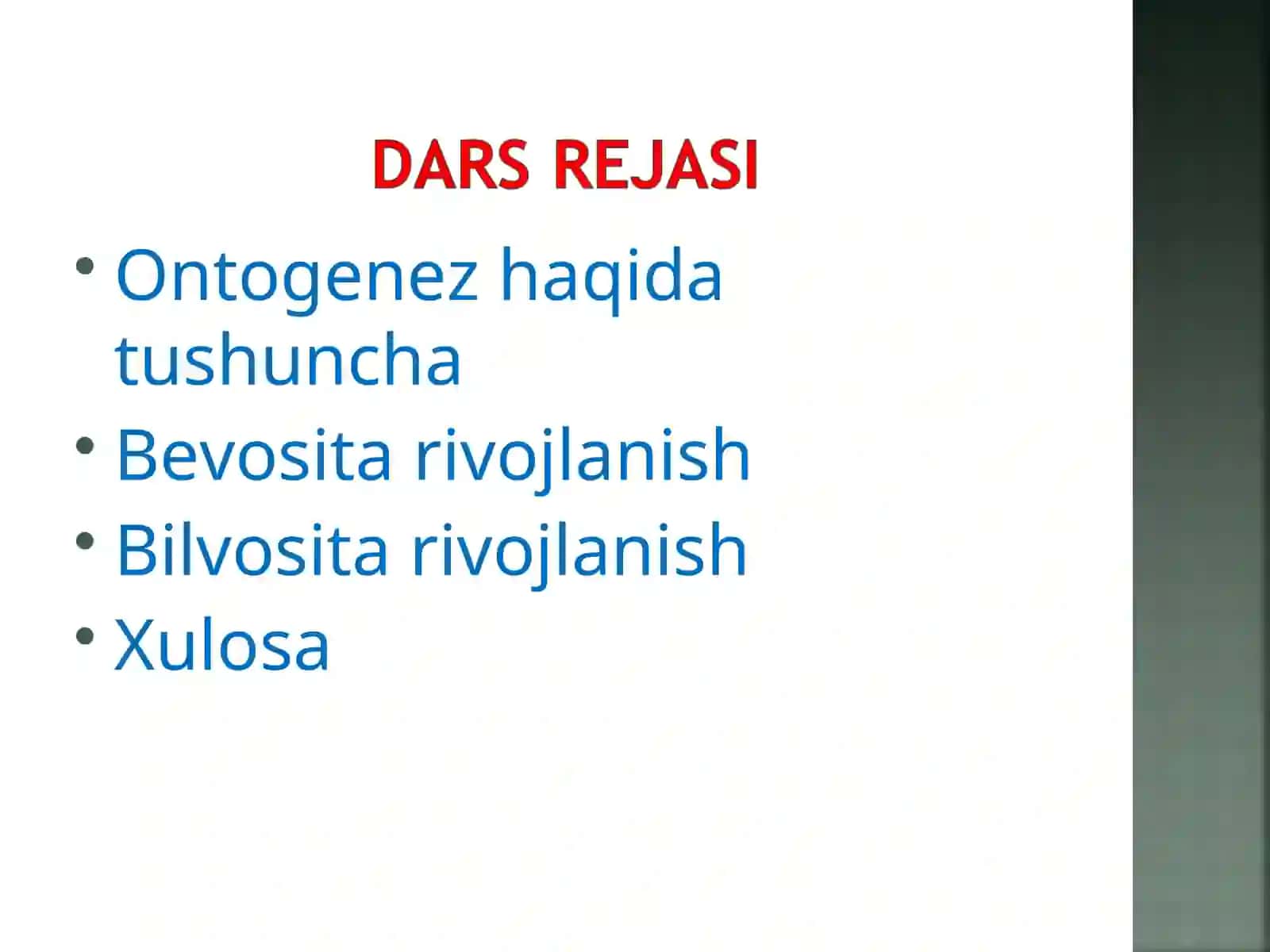 Ontogenez haqida tushuncha 2