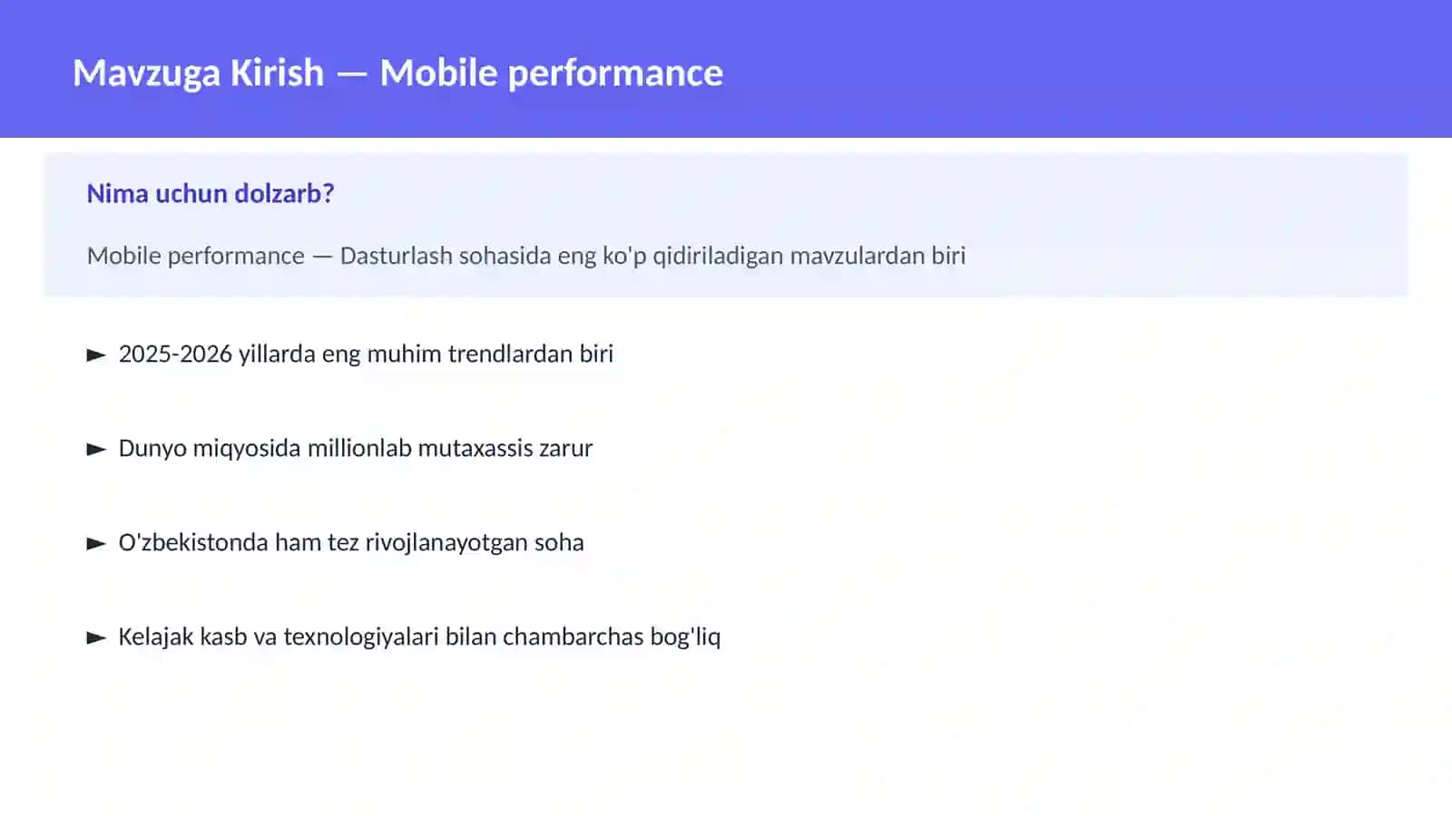 Mobile performance 2