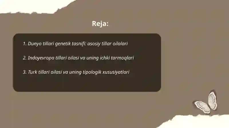 Dunyo tillari va tillar tasnifi 2