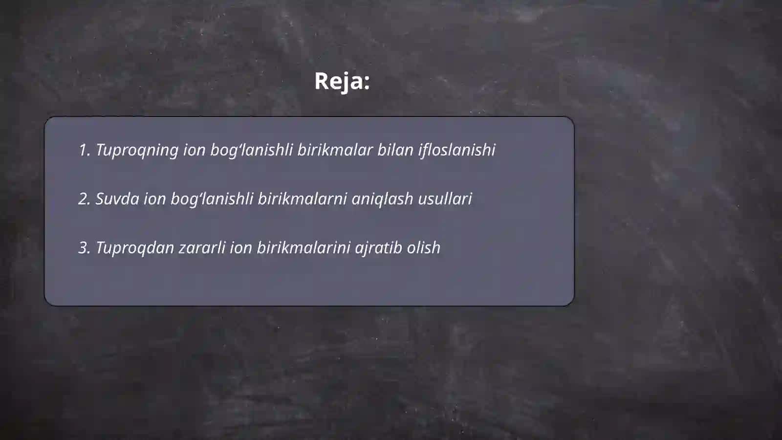 Tuproqning ion bogʻlanishli birikmalarini aniqlash 2