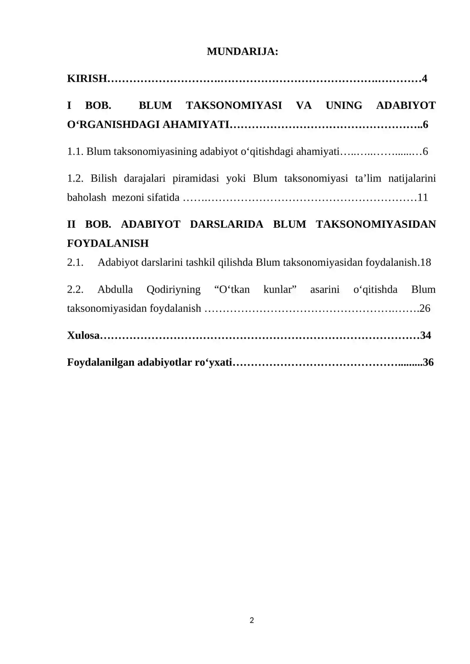 Badiiy asar tahlilida Blum taksonomiyasini qo‘llash texnikasi 2