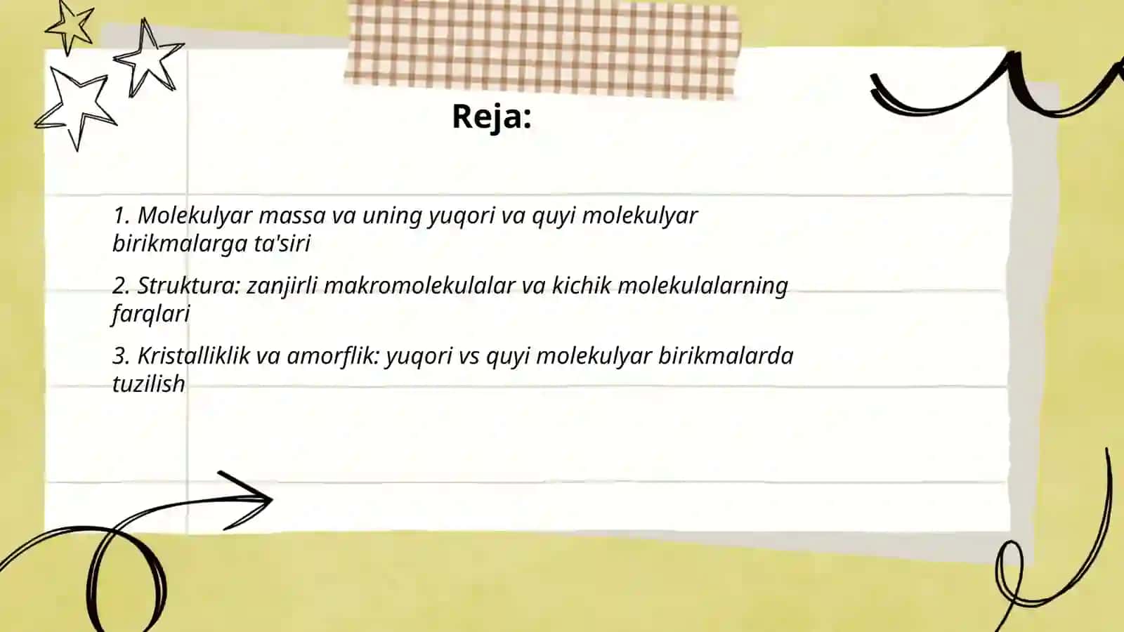 Yuqori molekulyar birikmalarning quyi molekulyar birikmalardan asosiy farqlari 2