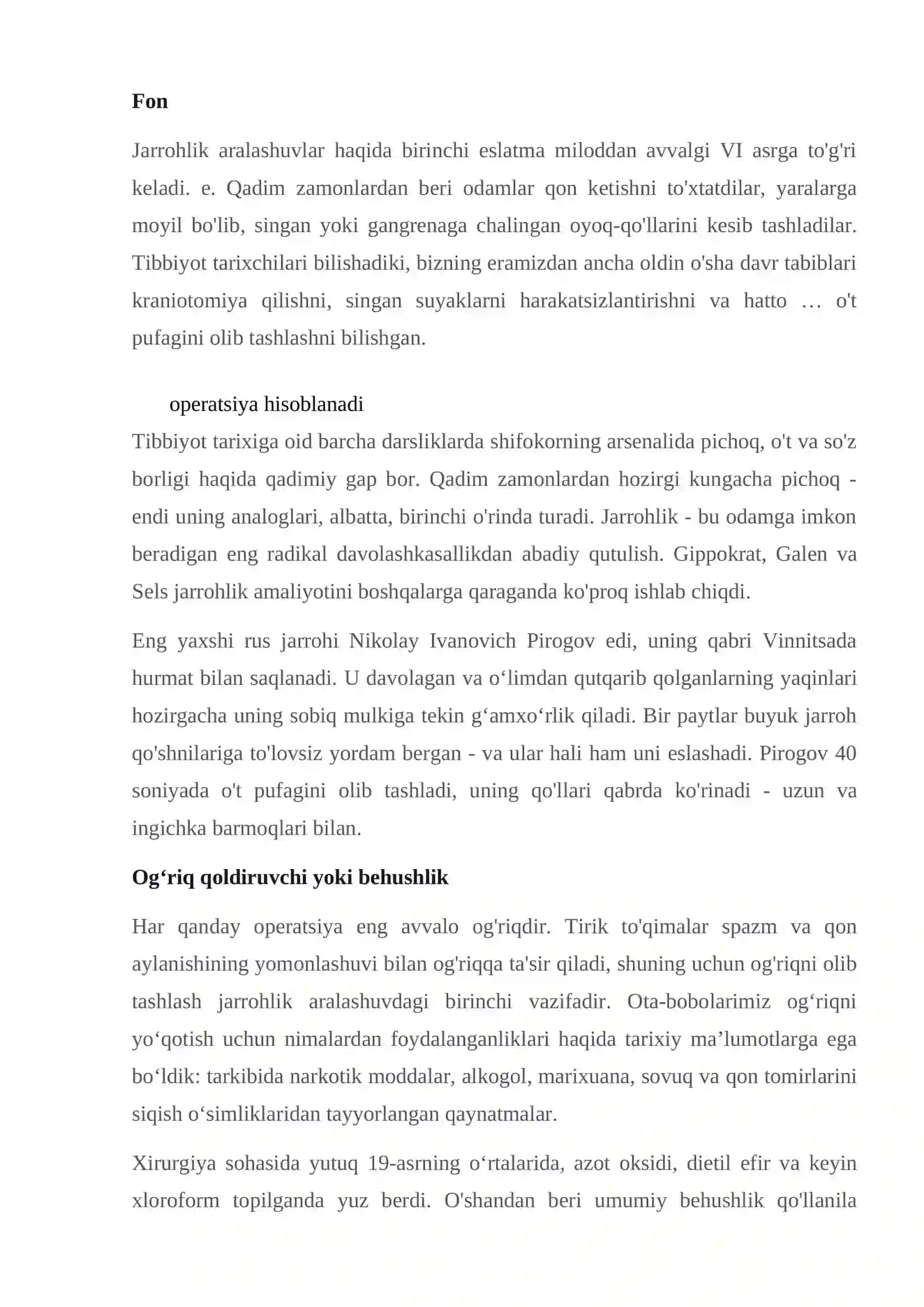 Xirurgiya fani haqida 2