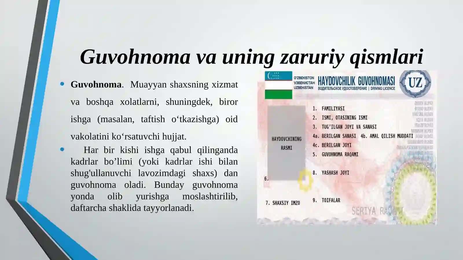 Guvohnoma va uning zaruriy qismlari 2