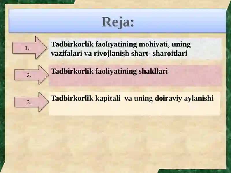 Tadbirkorlik faoliyati va uning shakllari 2