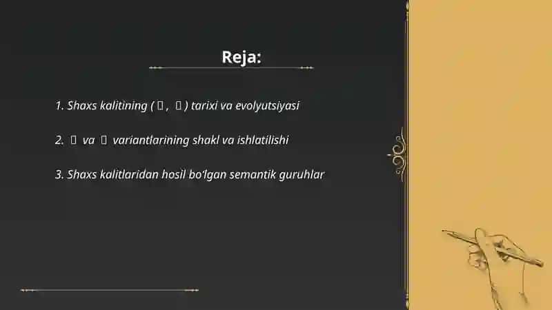 Iyeroglif kalitlarning tasnifi guruhlari(shaxs) 2