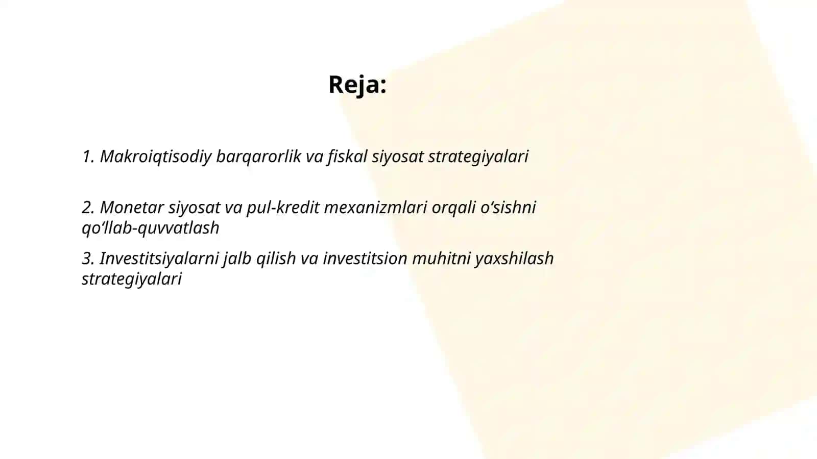 Iqtisodiy oʻsish va rivojlanish strategiyalari 2