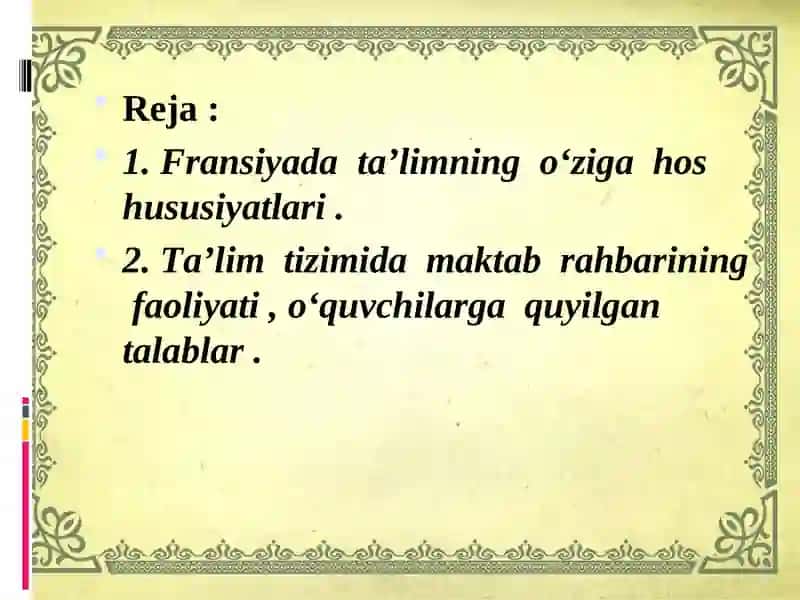 Fransiyada Ta'lim Tizimi 2