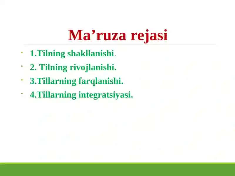 TILLARNING SHAKLLANISHI VA RIVOJLANISHI 2