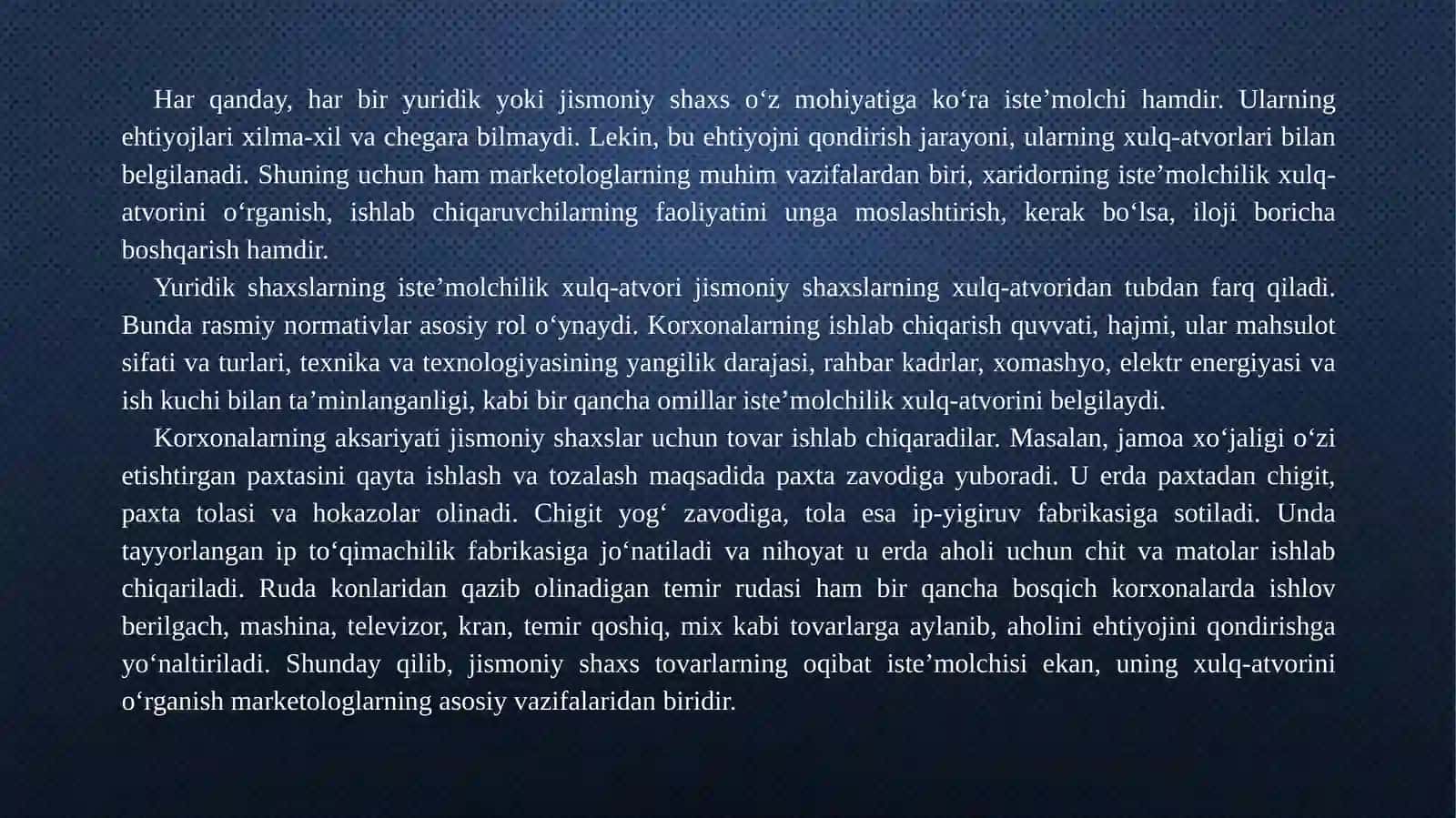 Xaridorning iste’molchilik xulq-atvorini o‘rganish 2