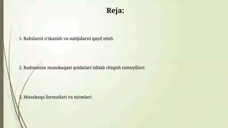 Badminton musobaqasi qoidalari 2