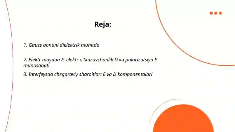 Elektrostatik maydondagi dielektriklar va o'tkazgichlar 2