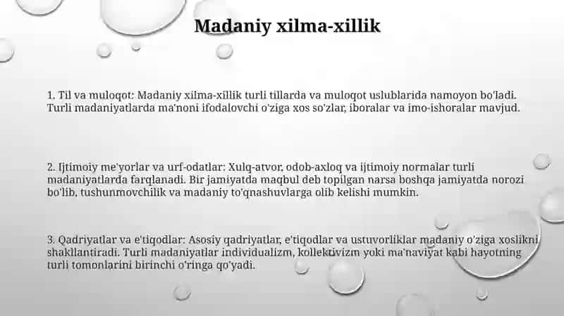 Dunyo Xalqlari Madaniyatidagi Umumiylik Farqi 2