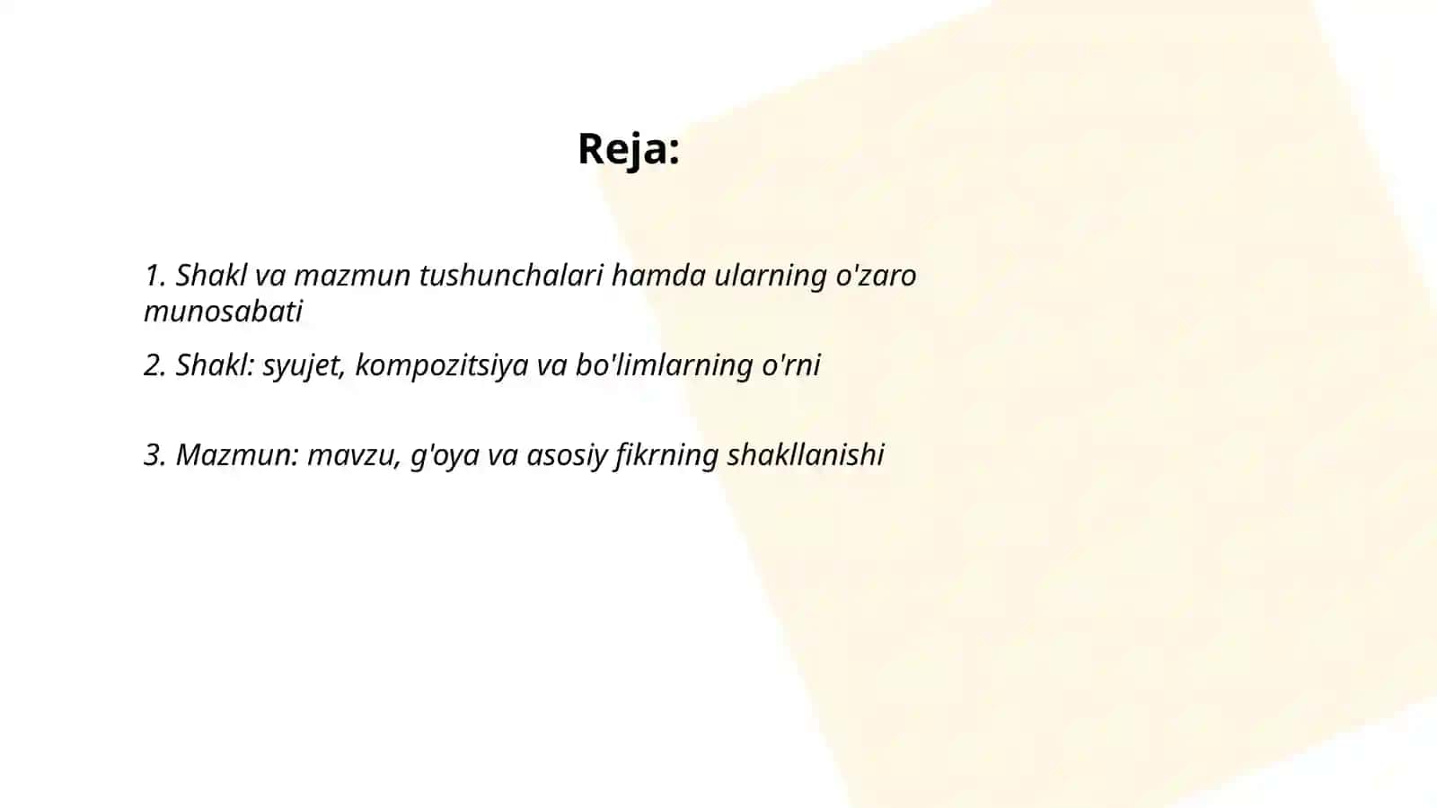 Badiiy asarda shakl va mazmun 2