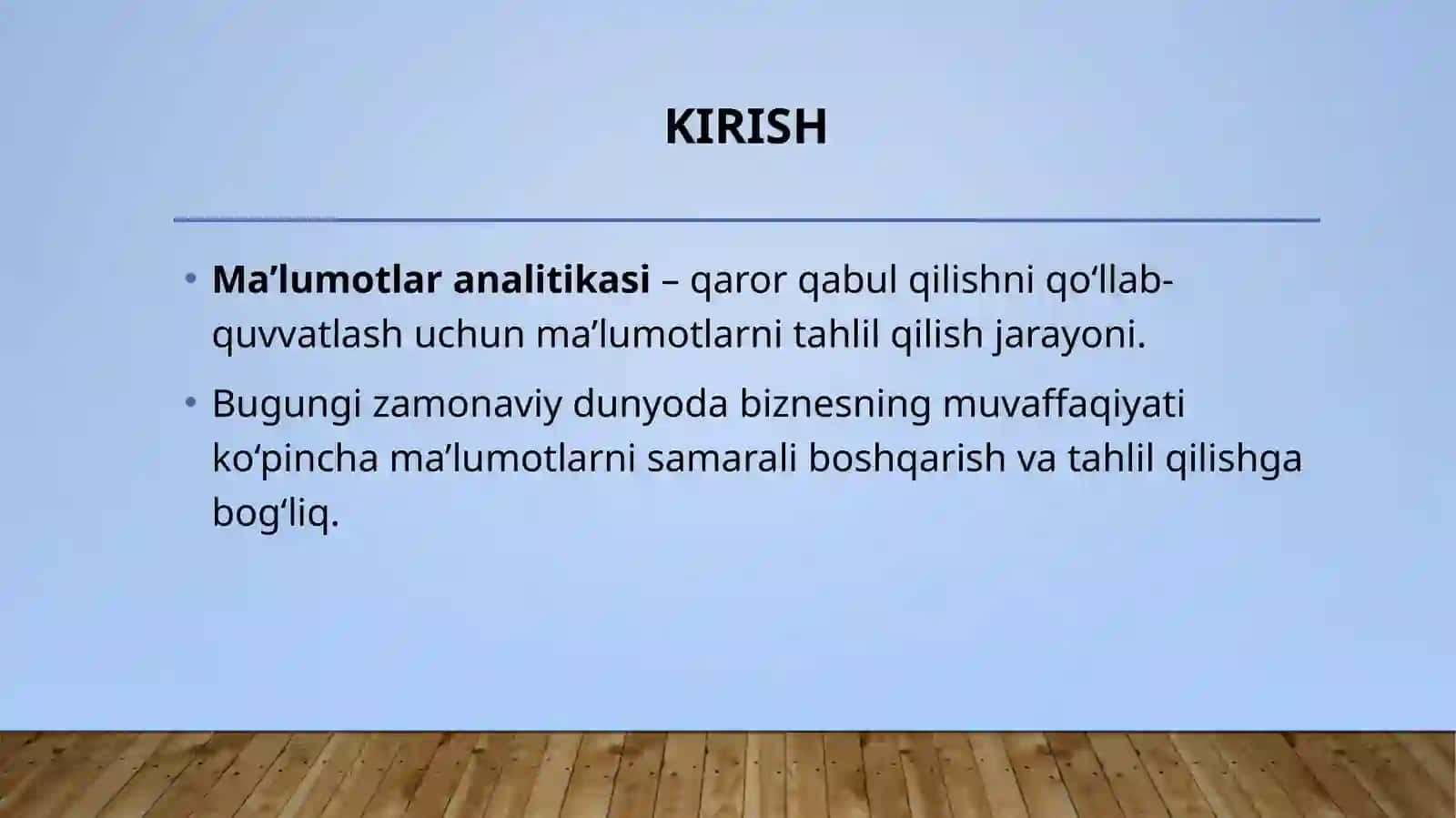 Biznes analitikaga kirish 2