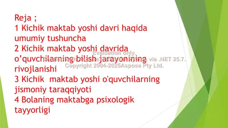 Kichik maktab yyoshida psixik rivojlanish xususiyatlari 2