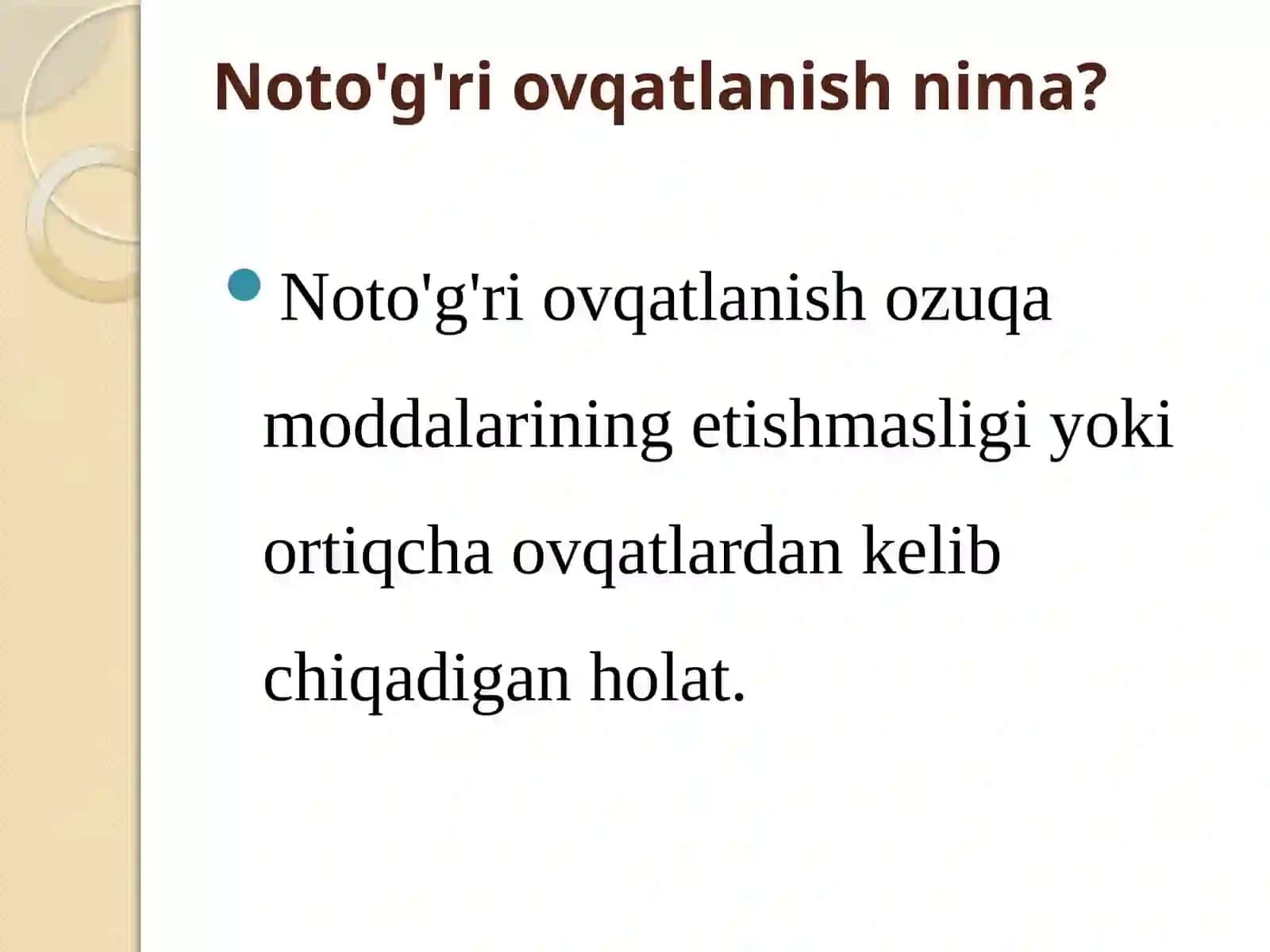 Noto'g'ri ovqatlanish 2