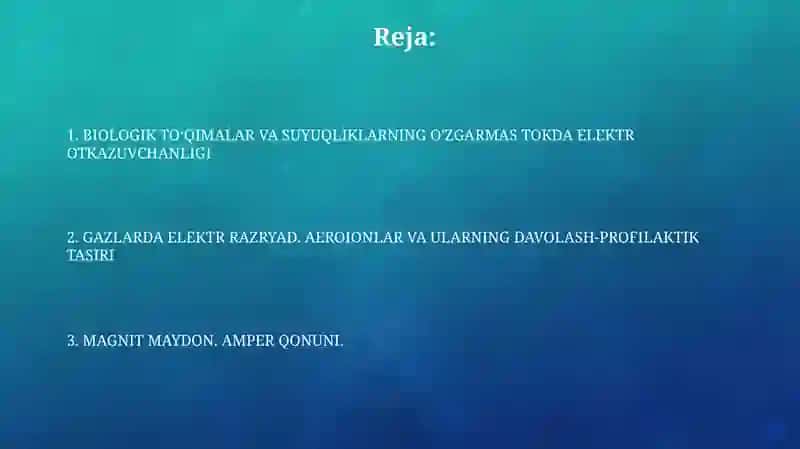 To'qimalarning elektr o'tkazuvchanligi 2