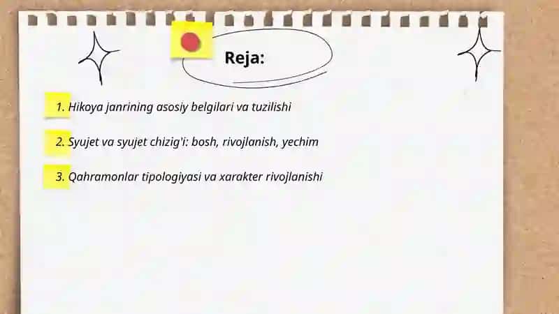 Hikoya janriga xos matnlar ustida ishlash 2
