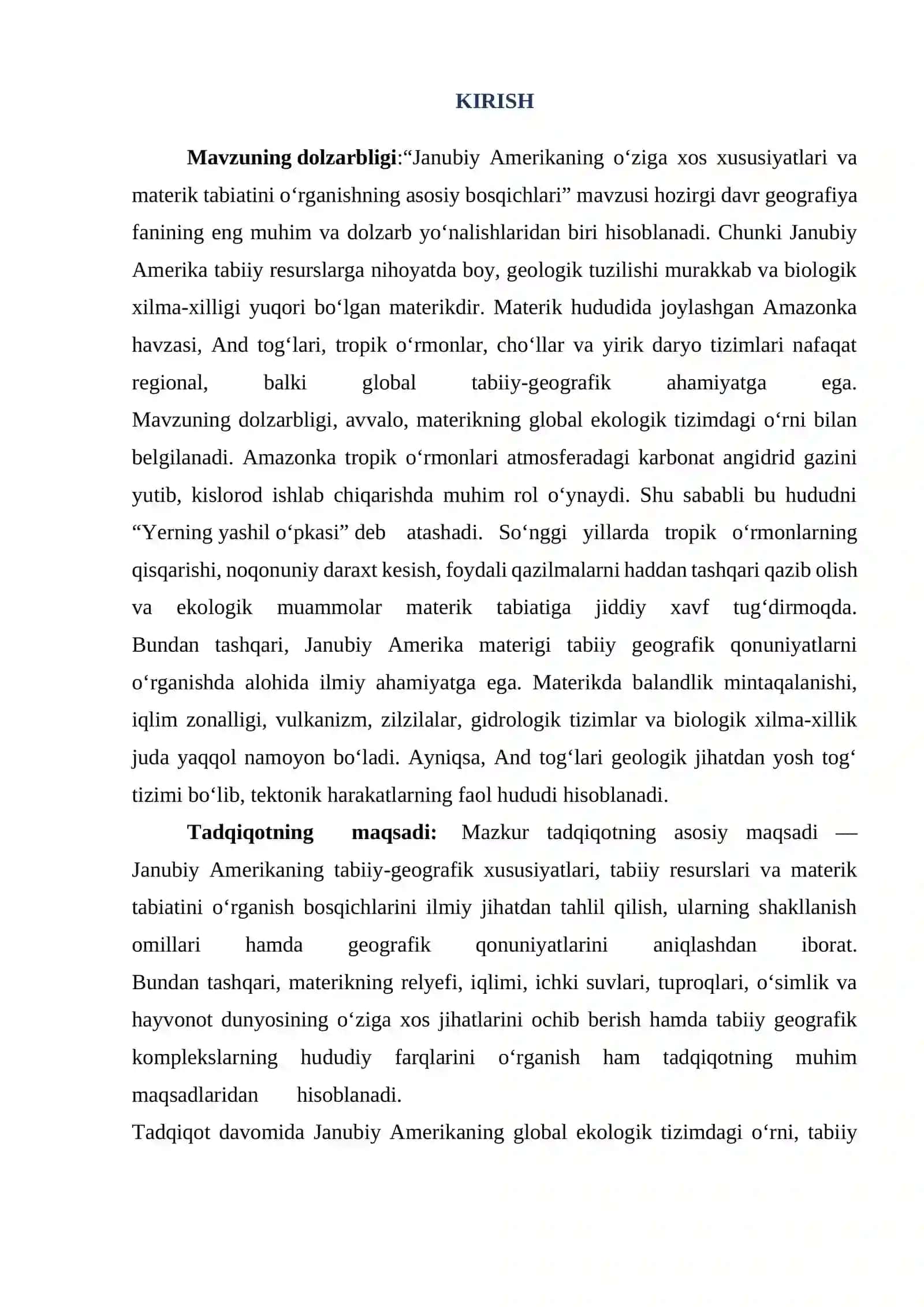 BOB.JANUBIY AMERIKANING GEOGRAFIK O’RNI VA TABIIY SHAROITLARI 2