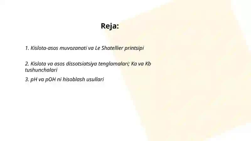 Kislota-asosli reaksiyalarda muvozanat 2
