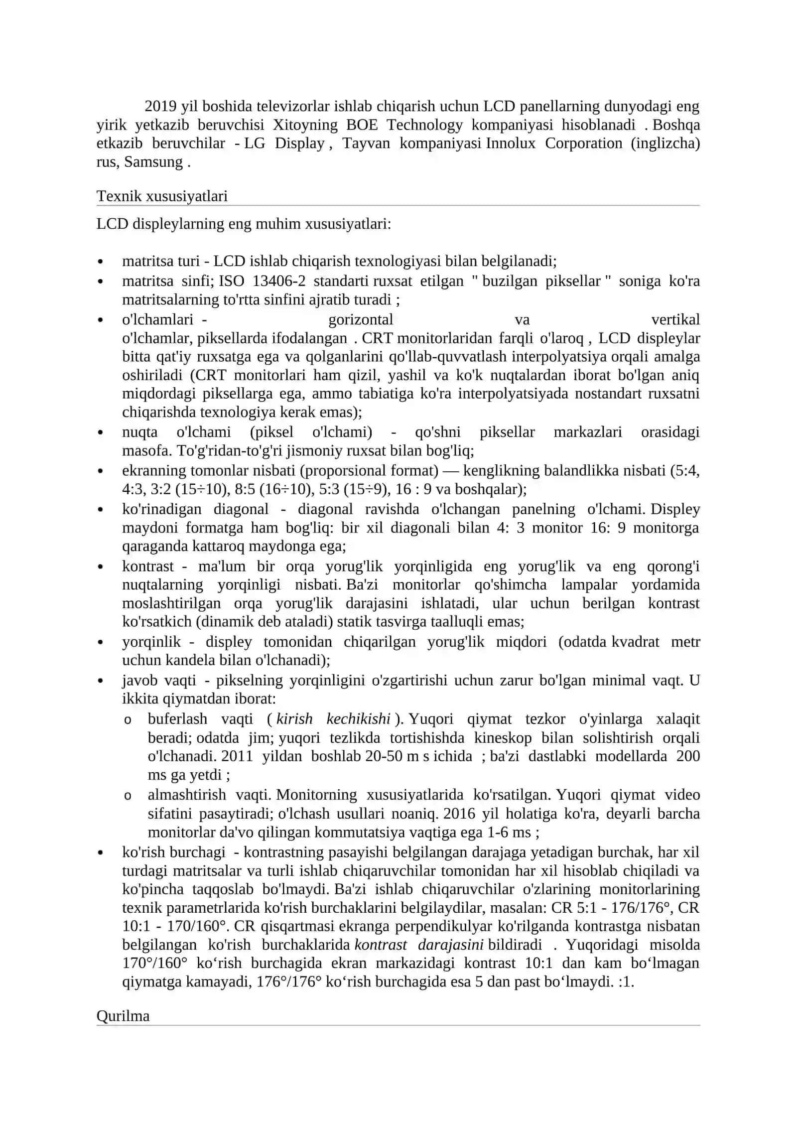 Suyuq kristall displeylar 2