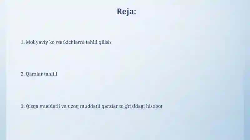 Qisqa muddatli va uzoq muddatli qarzlar hisoboti va tahlili 2