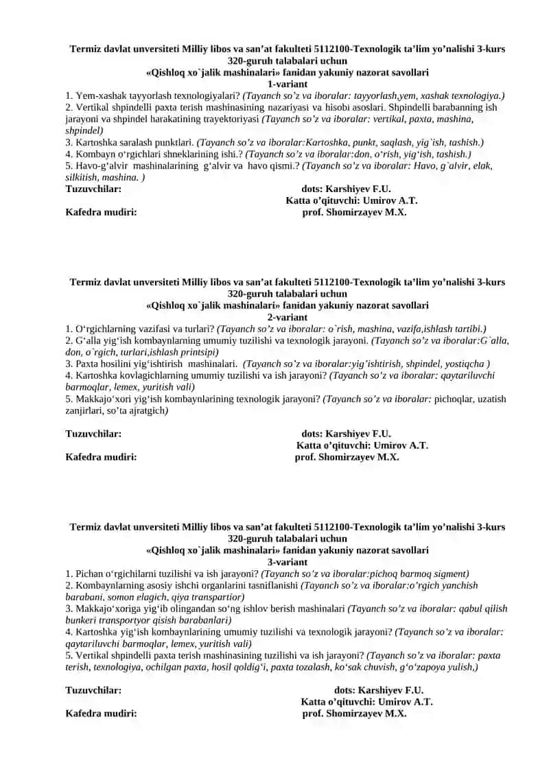 Qishloq xo`jalik mashinalari 2