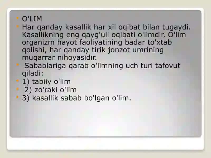 O’lim haqida tushuncha 2