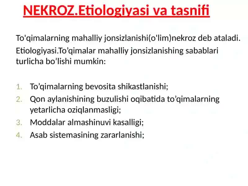 Nekrozvagangrenalar.Qonaylanishiningo’tkirbuzilishlari 2
