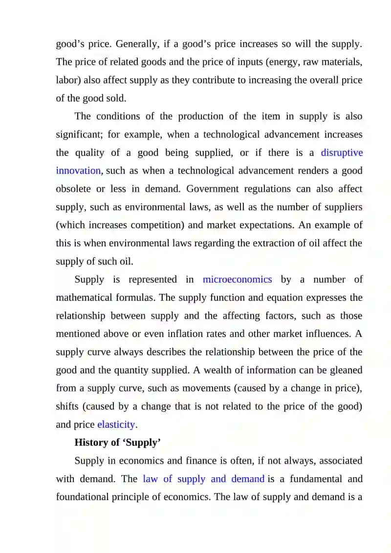 Supply in Economics 2
