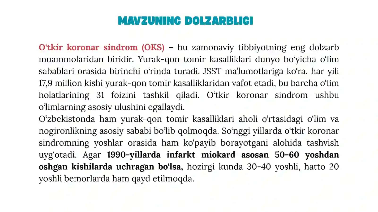 O‘TKIR KORONAR SINDROM 2