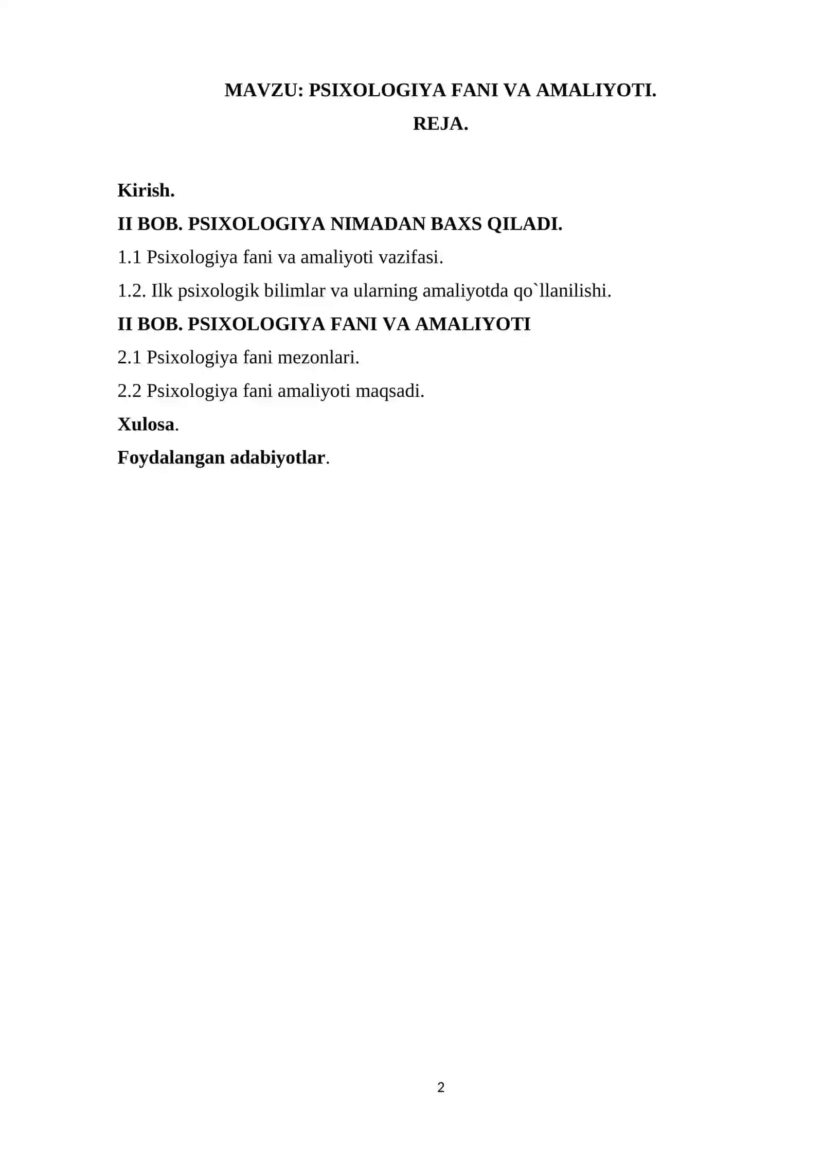 PSIXOLOGIYA FANI VA AMALIYOTI 2